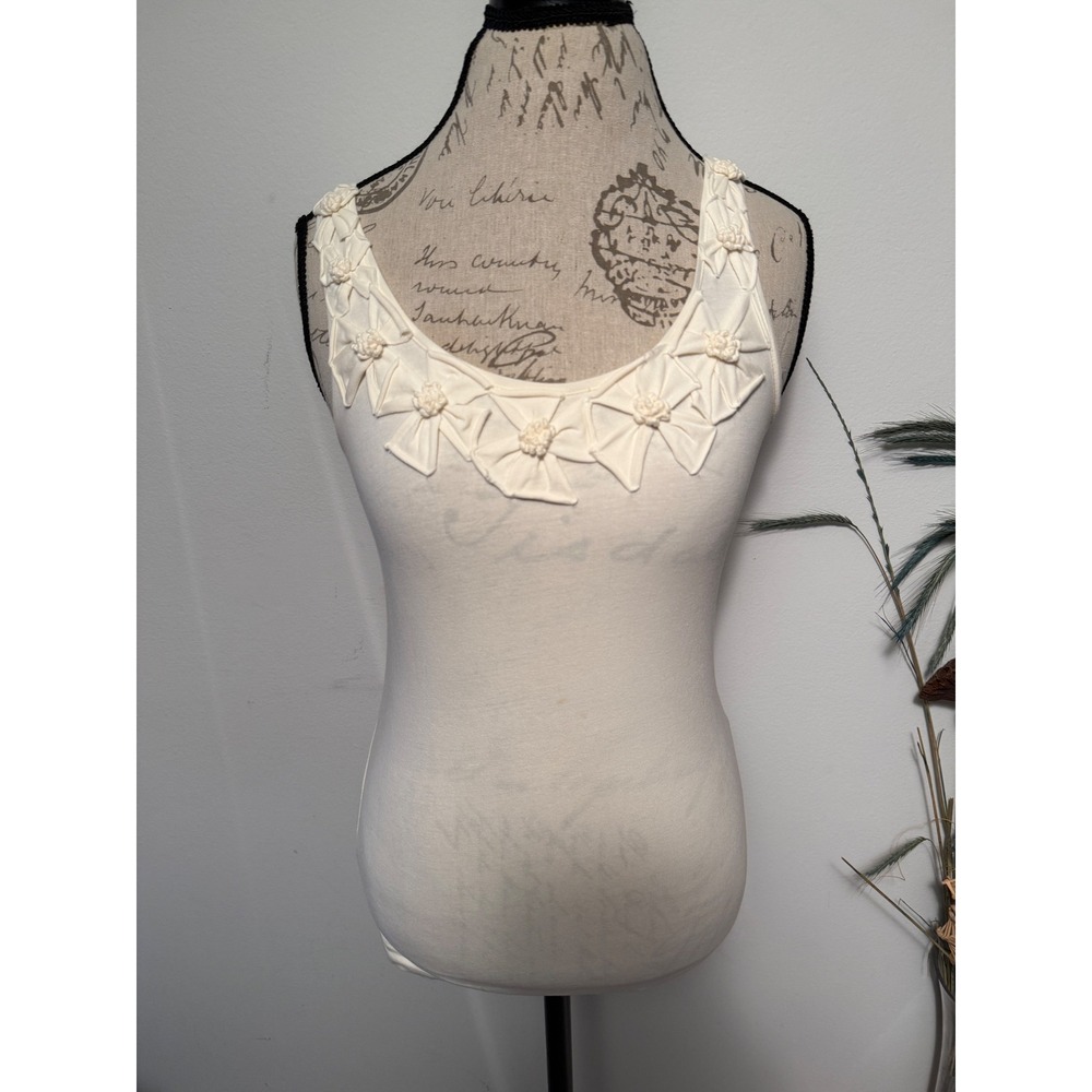 Kate Spade New York Cream Floral Embellished Tank Top XS